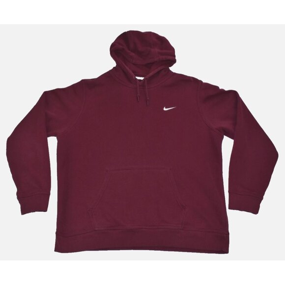 Nike Sportswear Club Fleece Men's Hoodie Size XXL Maroon Swoosh Sweatshirt - Picture 1 of 11